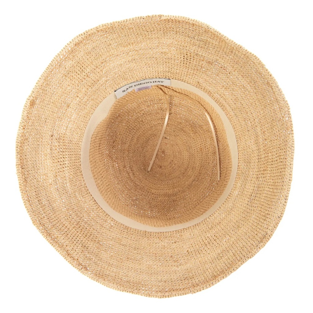 San Diego Hat Co. Sol - Crochet Raffia Bucket with Embroidered Flowers Yellow - Picture 2 of 5